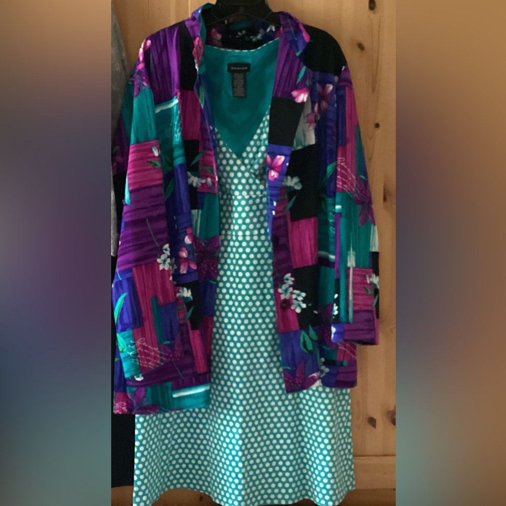 Willow Ridge Teal, Fuschia Black Blazer Sz 1x - image 4